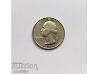 1/4 US dollar 25 cents 1989 American coin quarter