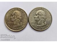 2 coins 1/4 US dollar Connecticut both letters P and D 25 cents