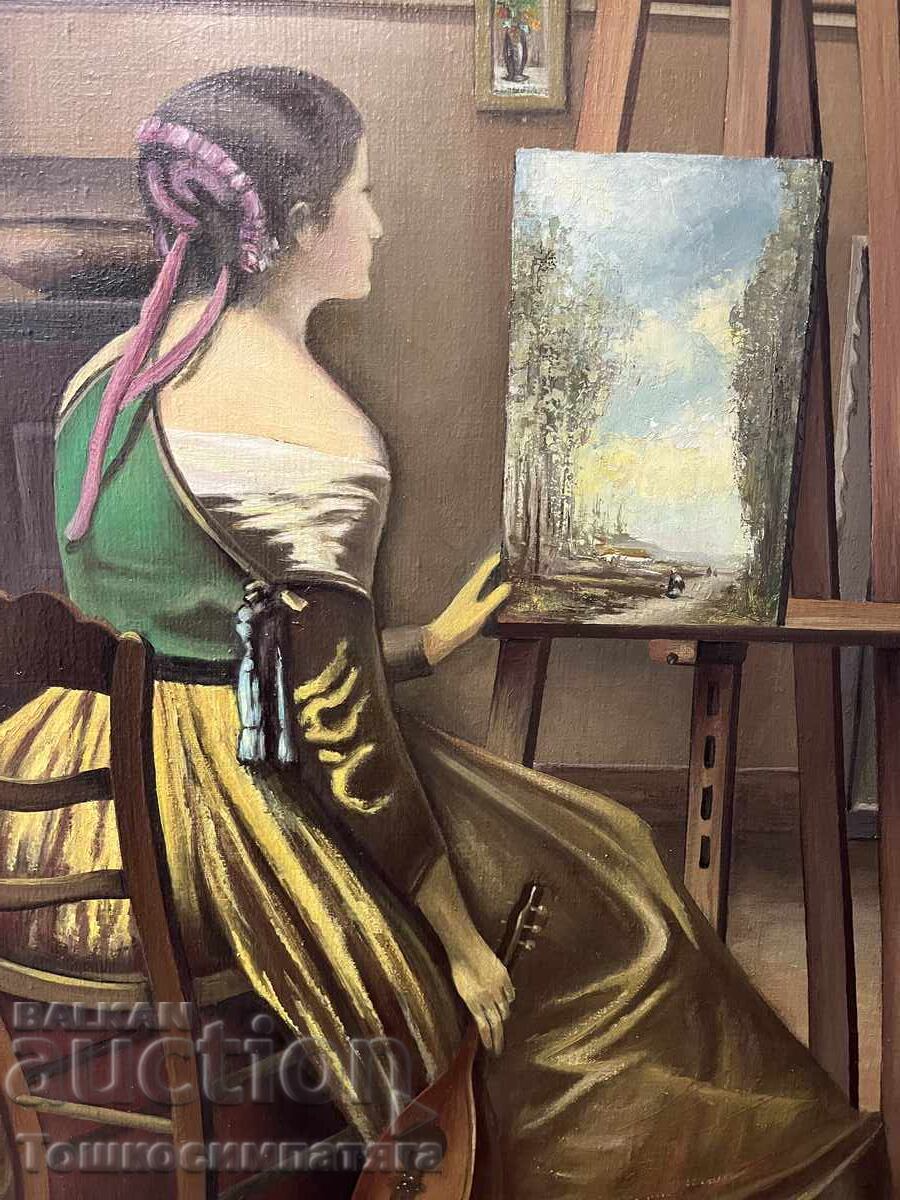 Аукцион Красива картина с маслени бои на платно