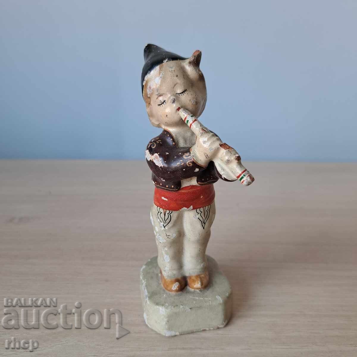 Σταρό Βουλγάρικο κεραμικό ειδώλιο αγόρι με φλογέρα