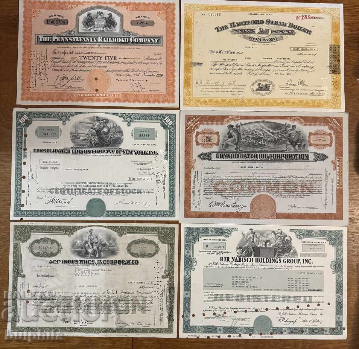 12 acțiuni diferite SUA cu preț 100.00 BGN | € 51.13