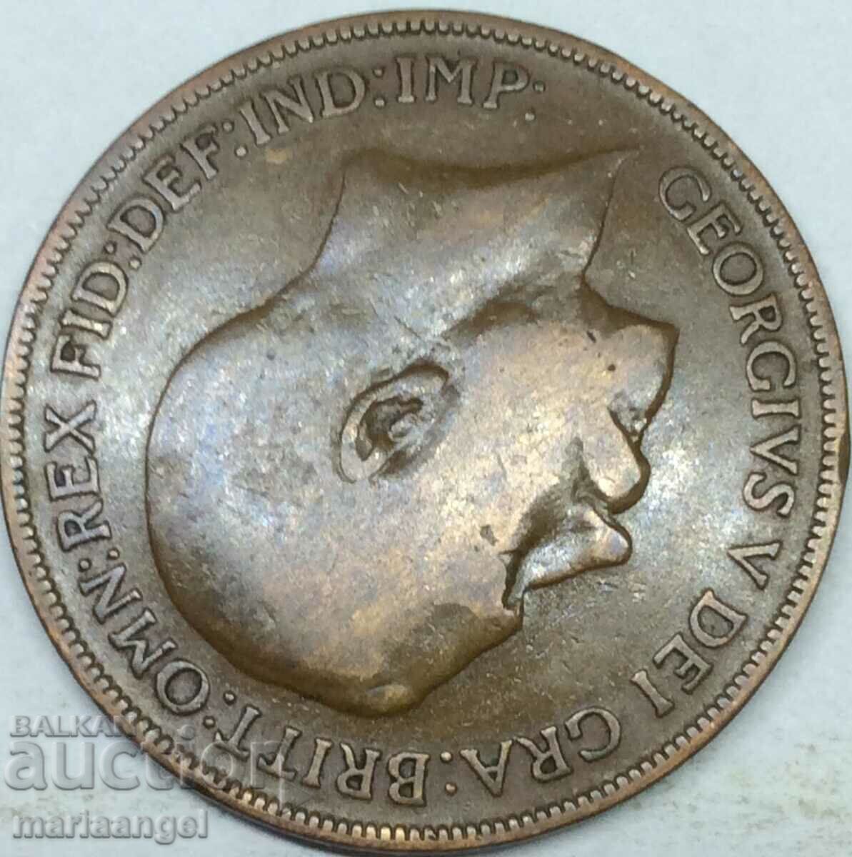 Livrarea Marea Britanie 1 Penny 1921 30mms George 6 Bronz