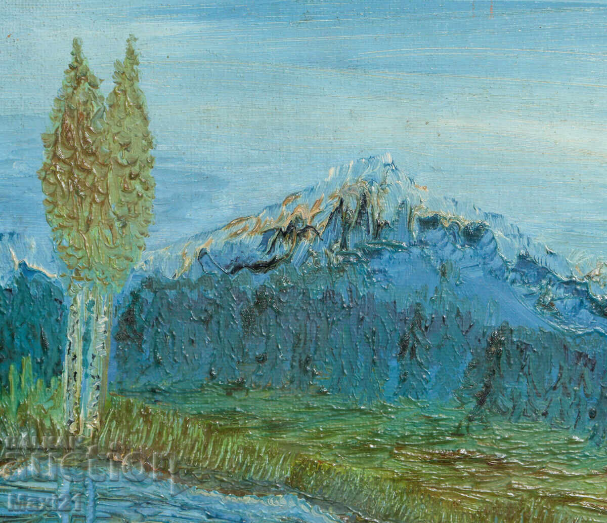 Livrarea Pictură în ulei peisaj frumos de râu 1993