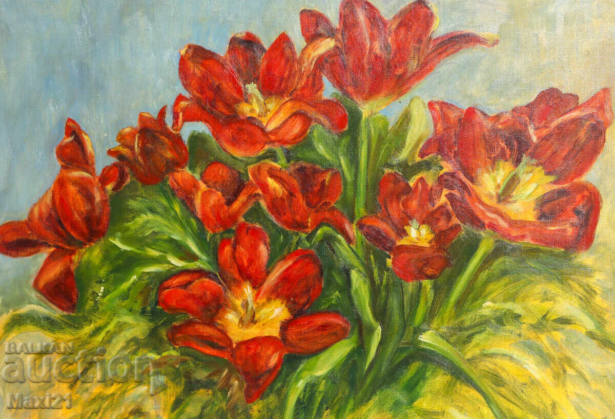 Licitație Tablou ulei floral natură statică