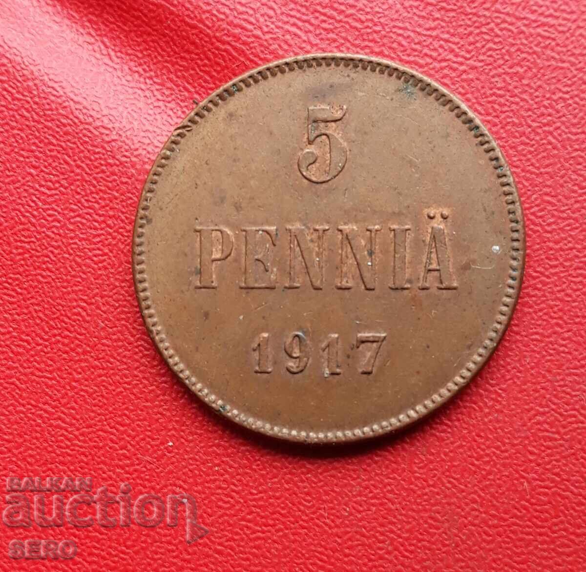 Ρωσία/για Φινλανδία/ 5 πένι 1917 - άριστη κατάσταση