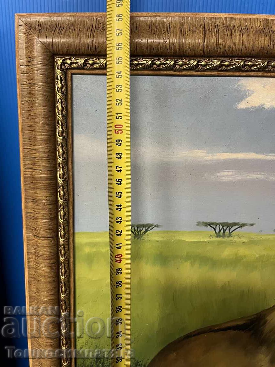 Έργο ζωγραφικής με λάδι "Ο Βασιλιάς της Σαβάνας" - 5