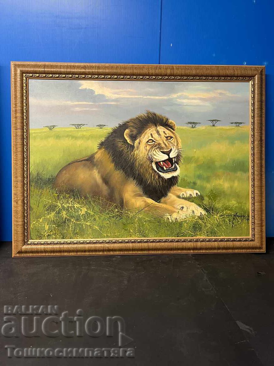 Έργο ζωγραφικής με λάδι "Ο Βασιλιάς της Σαβάνας" - 7