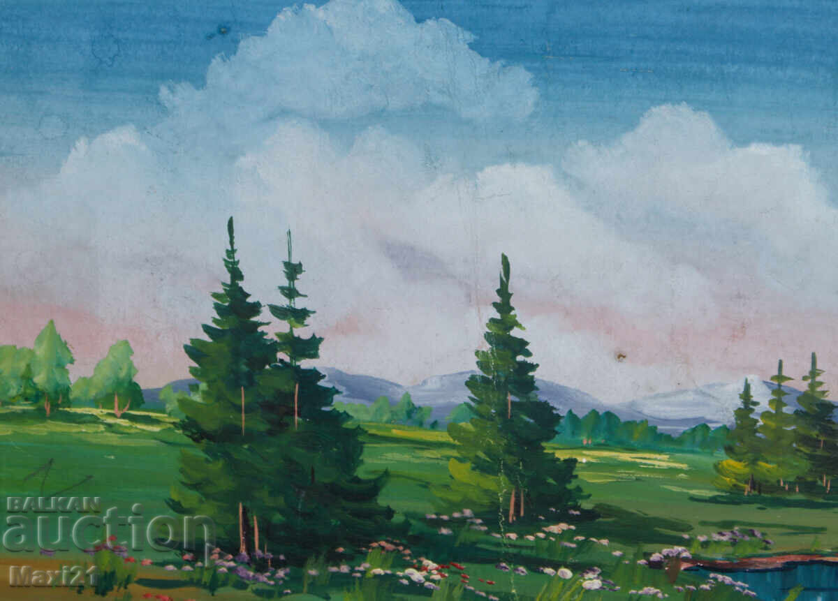 Delivery of Gouache painting, natural landscape, lake Delivery of Gouache painting, natural landscape, lake