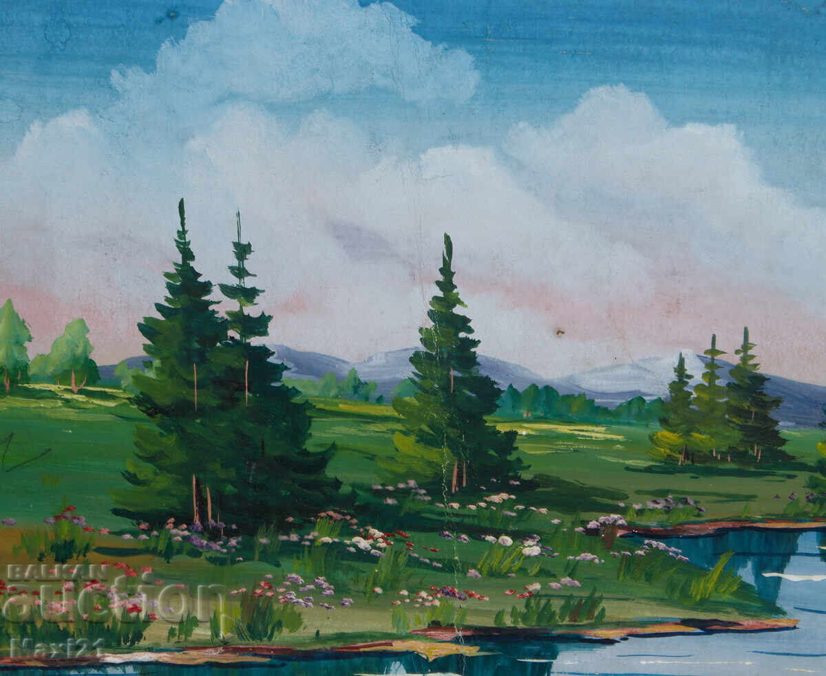 Gouache painting, natural landscape, lake - 5 Gouache painting, natural landscape, lake - 5