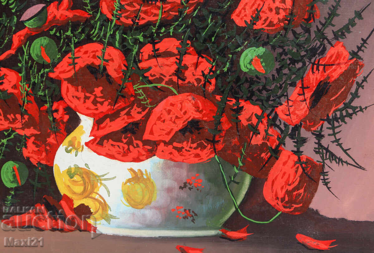 Tablou guaș natură statică vază cu maci - 6