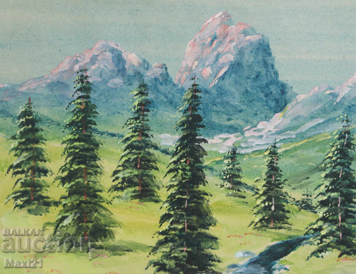 Παράδοση Πίνακας γκουάς φυσικό τοπίο ορειβατικό μονοπάτι