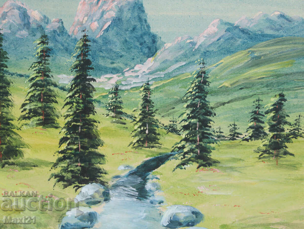 Πίνακας γκουάς φυσικό τοπίο ορειβατικό μονοπάτι - 5