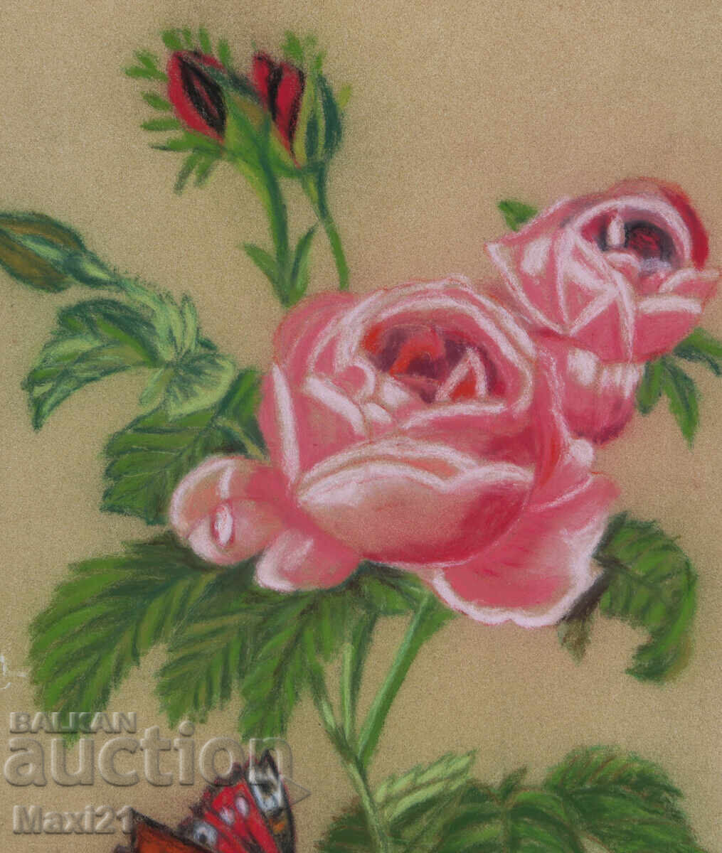 Παράδοση Παστέλ πίνακας όμορφο τριαντάφυλλο