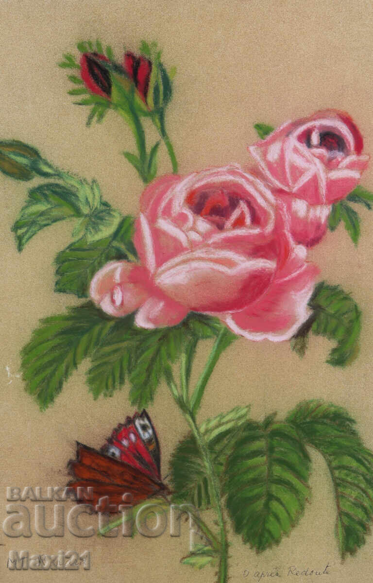 Παστέλ πίνακας όμορφο τριαντάφυλλο