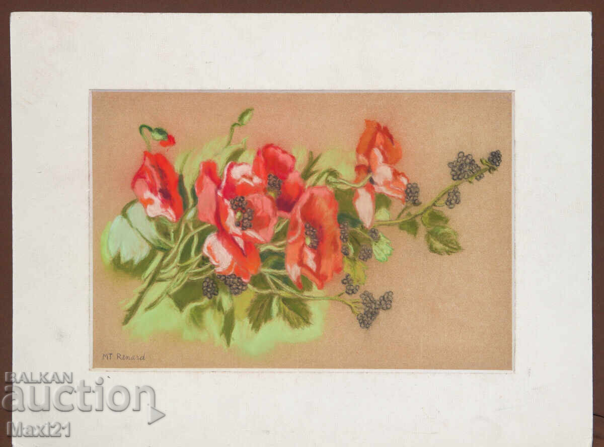 Pastel floral still life painting with price 150.00 BGN | € 76.69