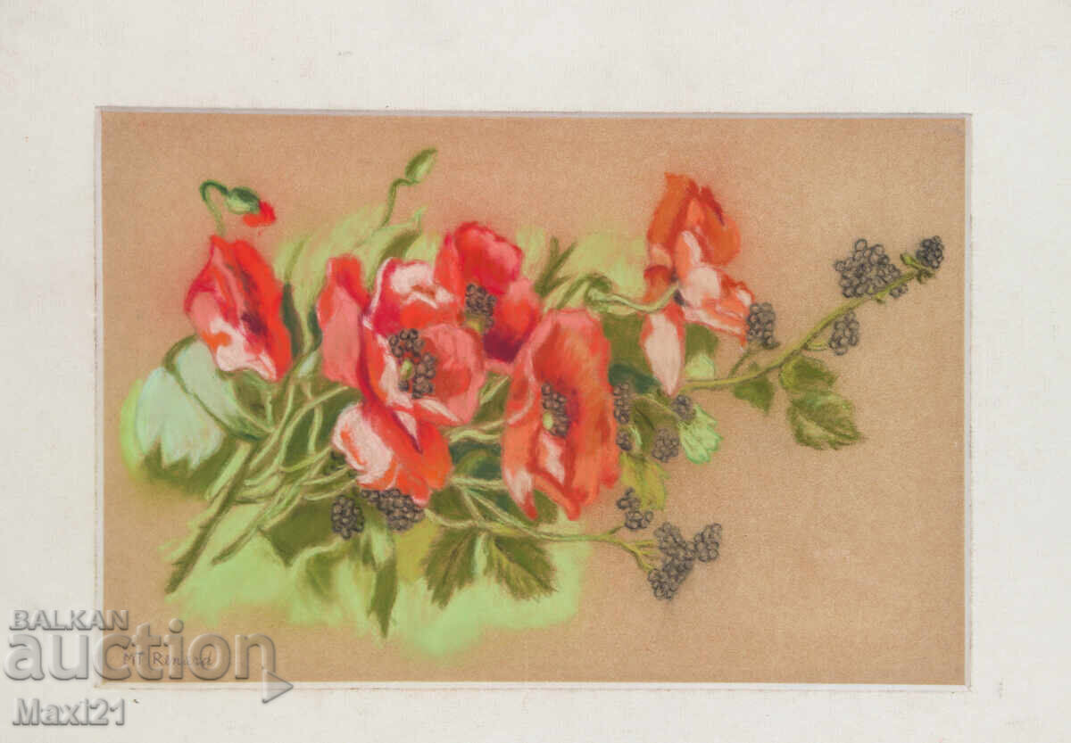 Auction  Pastel floral still life painting