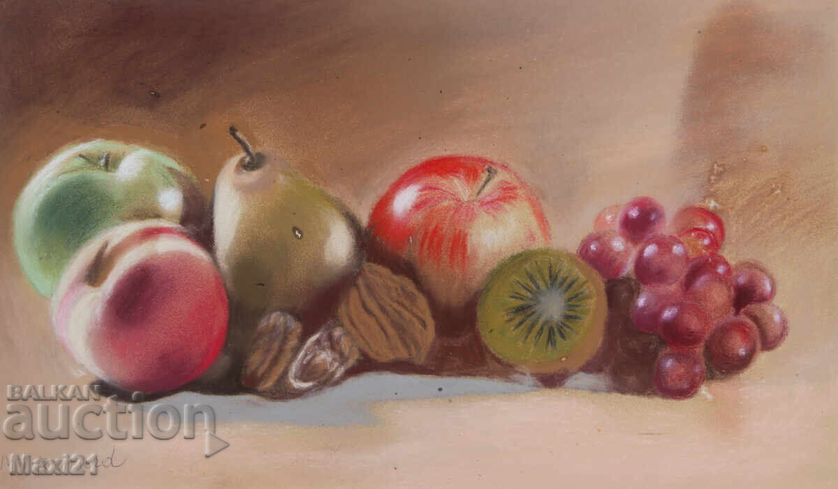 Δημοπρασία Πίνακας παστέλ νεκρή φύση φρούτα