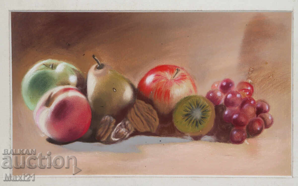 Πίνακας παστέλ νεκρή φύση φρούτα