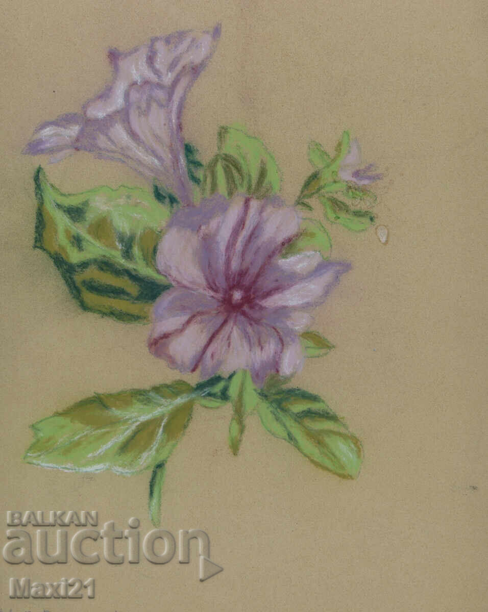 Παστέλ πίνακας νεκρής φύσης με λουλούδια - 5