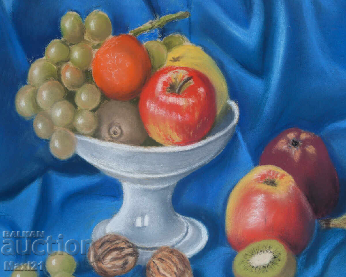 Παστέλ πίνακας νεκρής φύσης με φρουτιέρα - 5