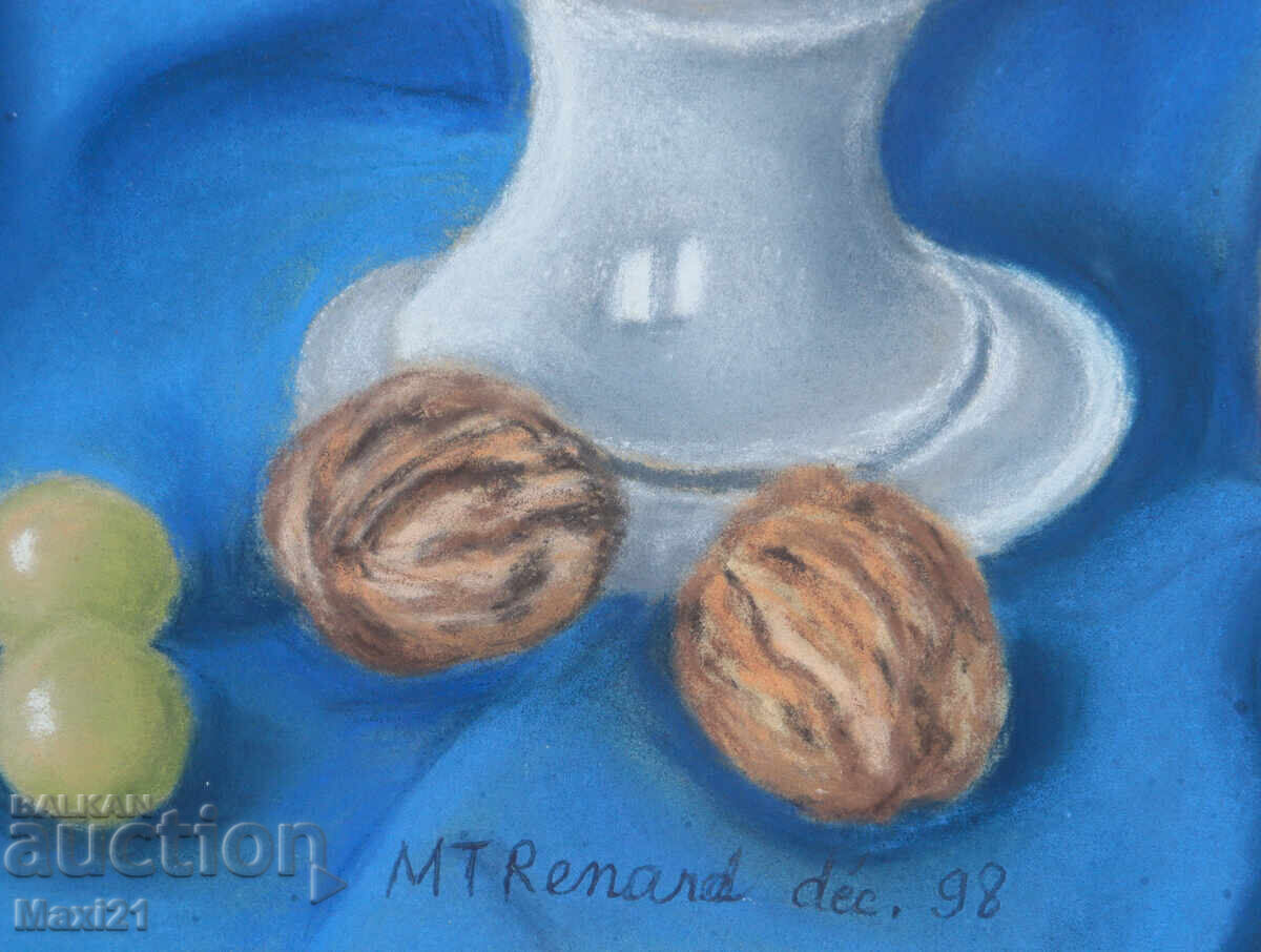 Παστέλ πίνακας νεκρής φύσης με φρουτιέρα - 6