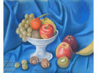 Tablou pastel natură statică cu fructe într-un vas