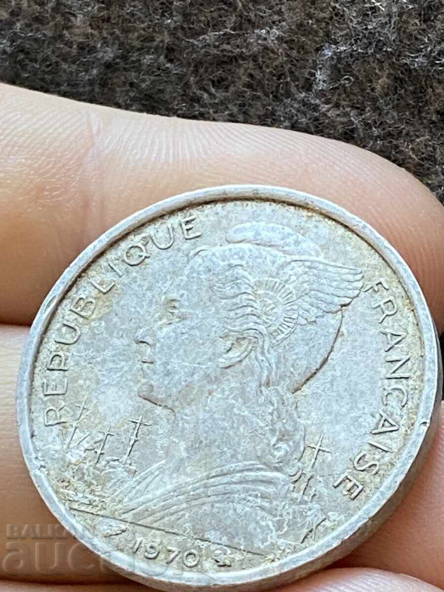 Γαλλικό νησί Ρεϋνιόν 5 φράγκα 1970 αλουμίνιο με τιμή 19.00 BGN | € 9.71