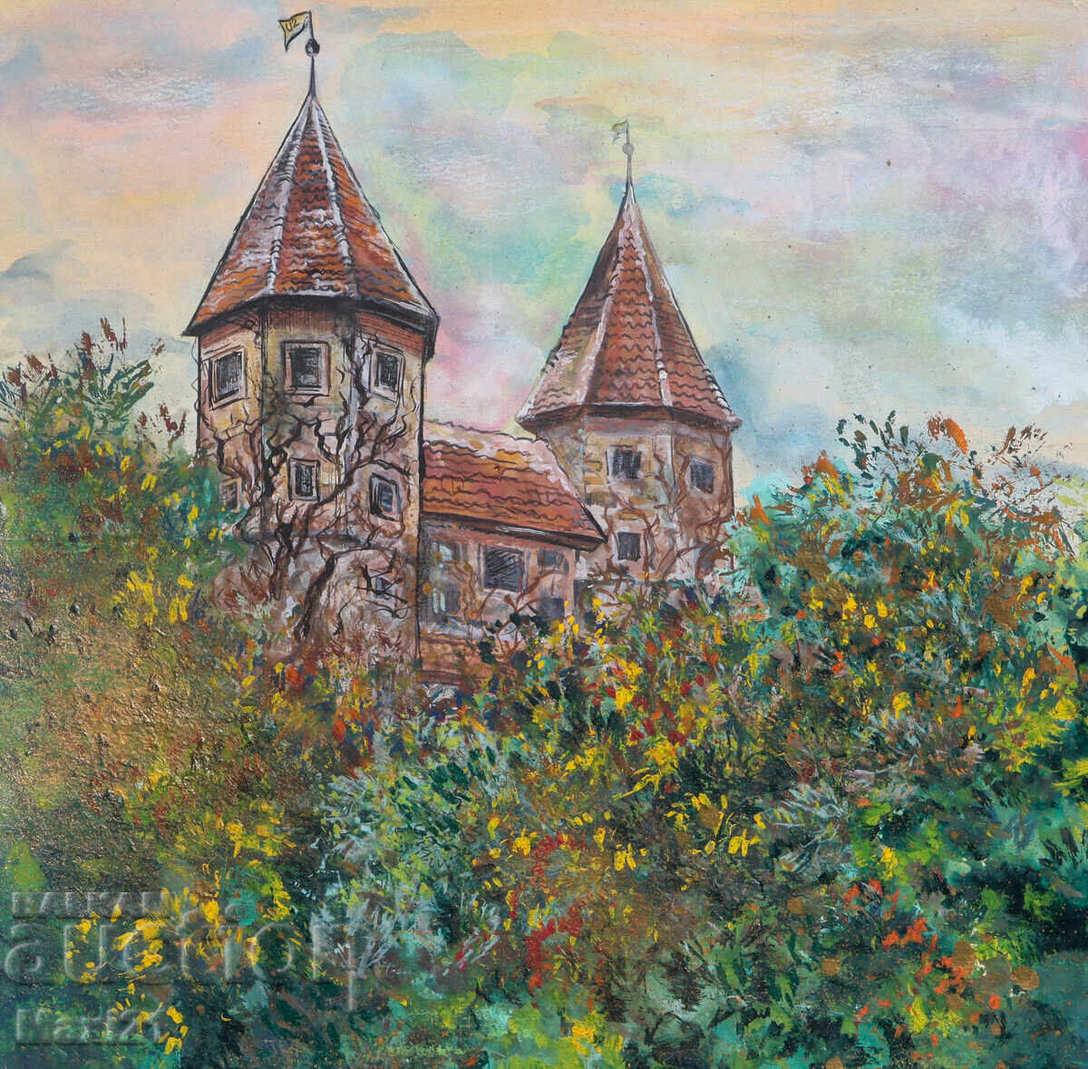 Licitație Tablou guaș peisaj natural castel frumos