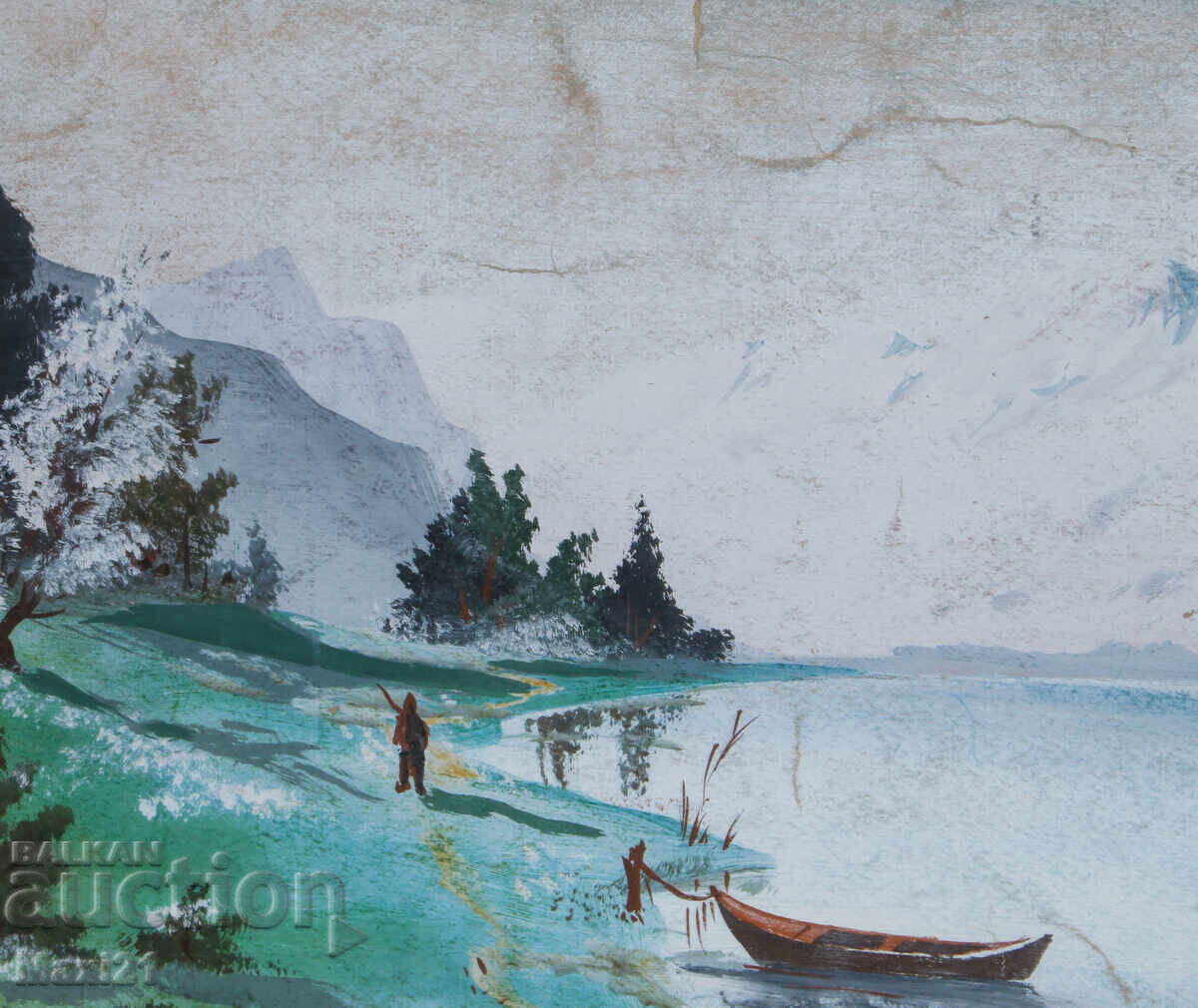 Delivery of Landscape painting gouache beautiful mountain lake