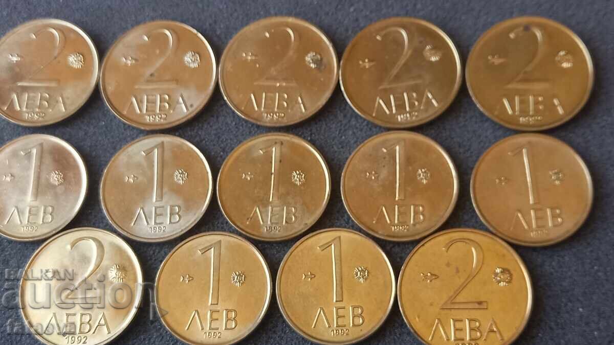 1 leu și 2 lei 1992, excelente 1 leu și 2 lei 1992, excelente