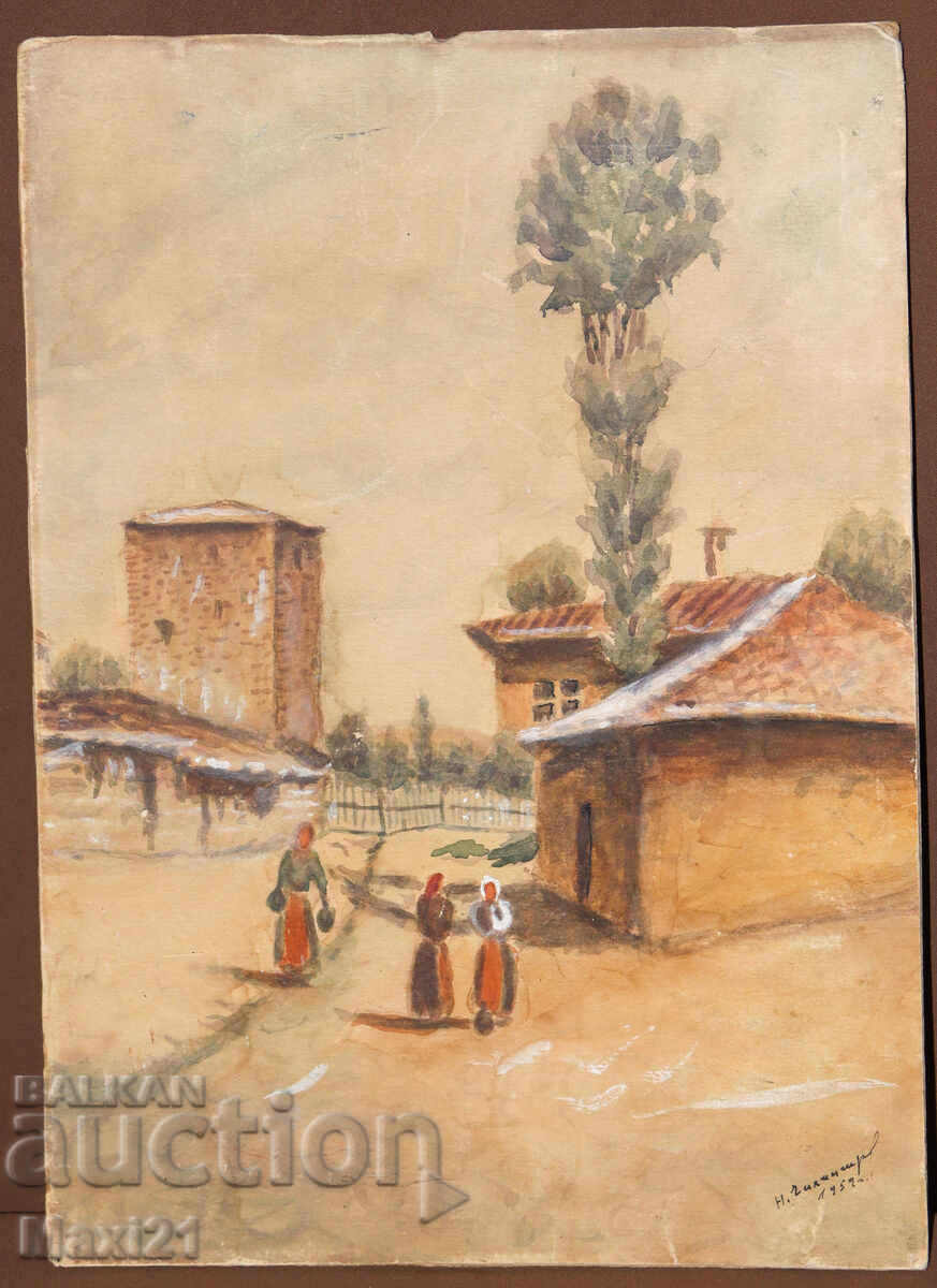 Landscape watercolor painting signed 1959 with price 200.00 BGN | € 102.26 Landscape watercolor painting signed 1959 with price 200.00 BGN | € 102.26