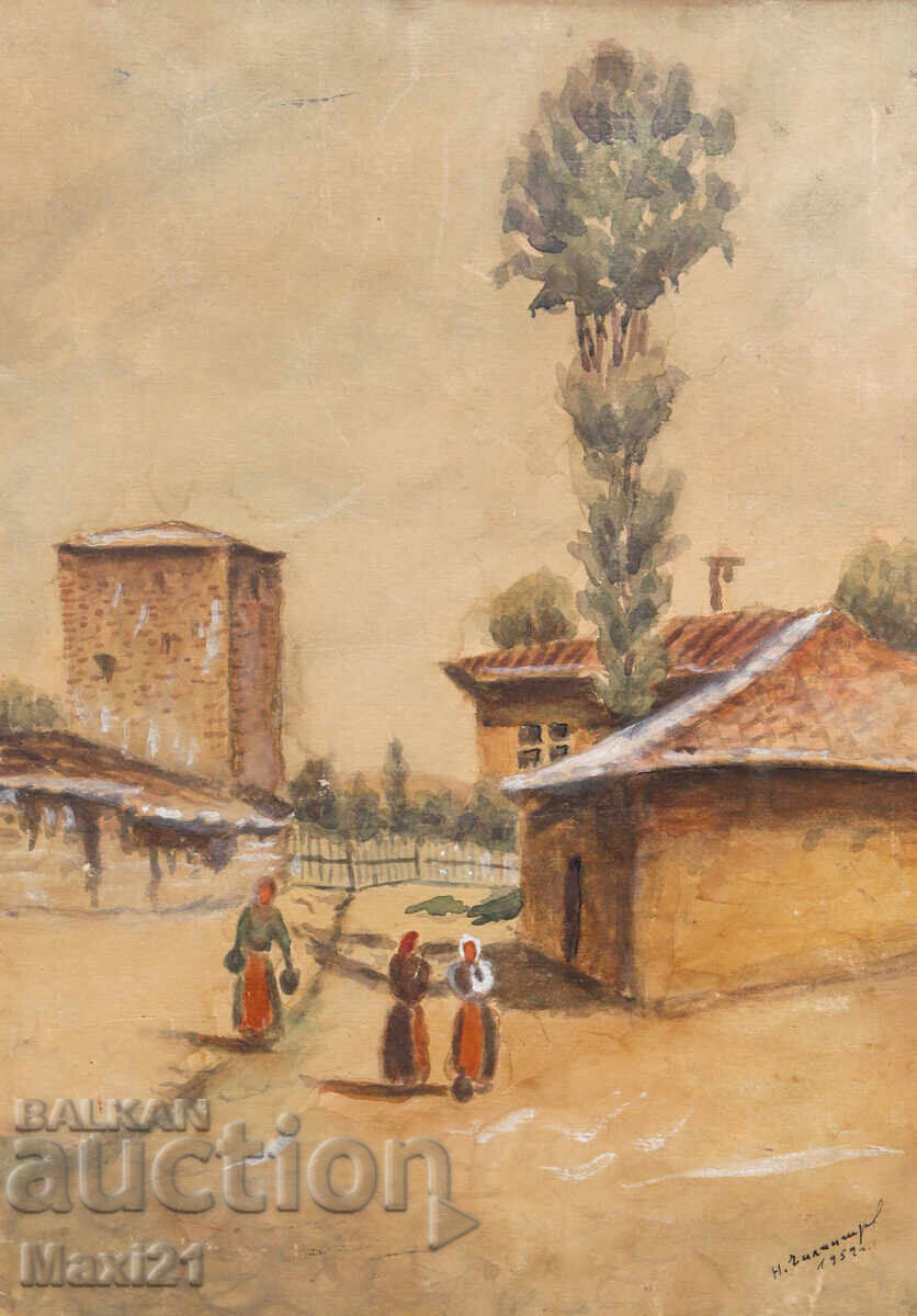 Auction Landscape watercolor painting signed 1959 Auction Landscape watercolor painting signed 1959