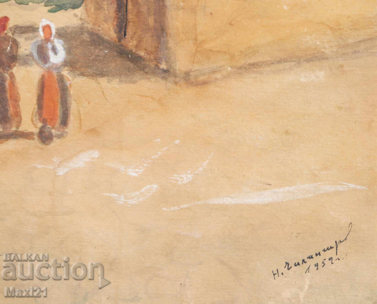 Landscape watercolor painting signed 1959 - 6 Landscape watercolor painting signed 1959 - 6