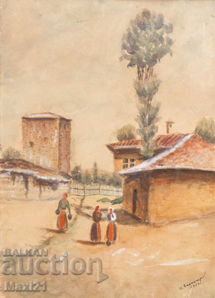 Landscape watercolor painting signed 1959 Landscape watercolor painting signed 1959