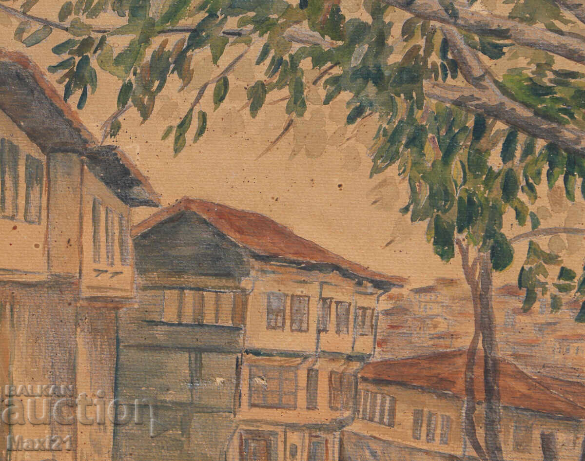 Delivery of Old landscape painting watercolor cityscape