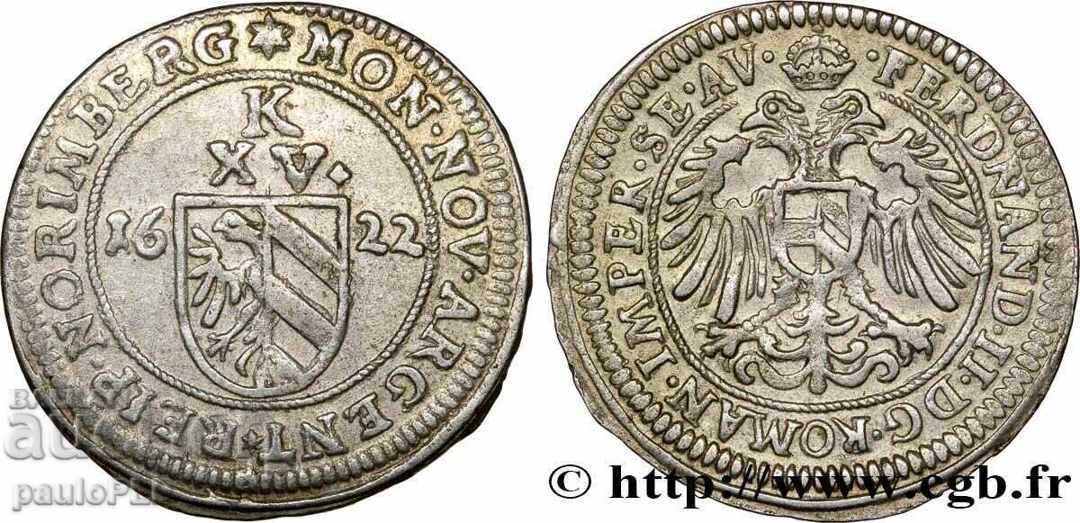 15 Kreuzer din 1622 Nürnberg - Ferdinand II - Rar