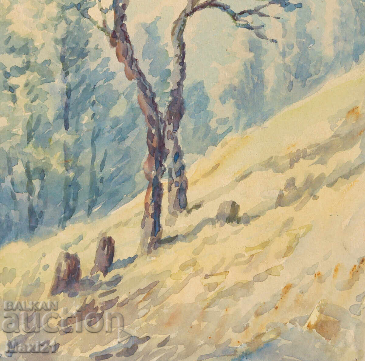 Old landscape painting watercolor nature - 5
