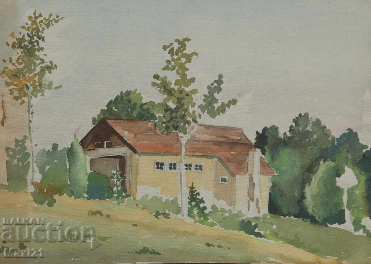 Licitație Pictură veche acuarelă peisaj