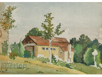 Стара картина акварел пейзаж