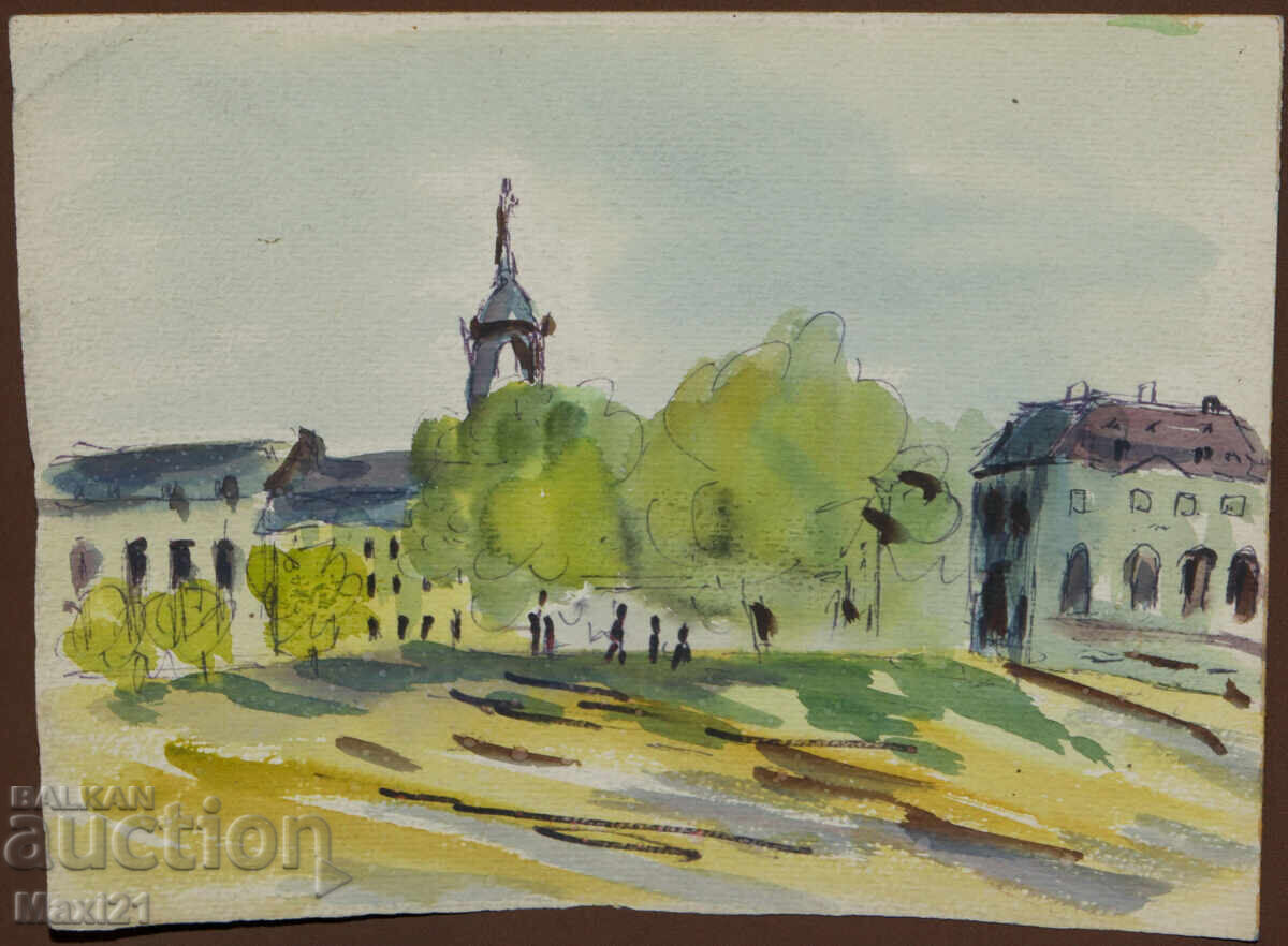 Ακουαρέλα τοπίου Δρέσδη 1987 με τιμή 120.00 BGN | € 61.36