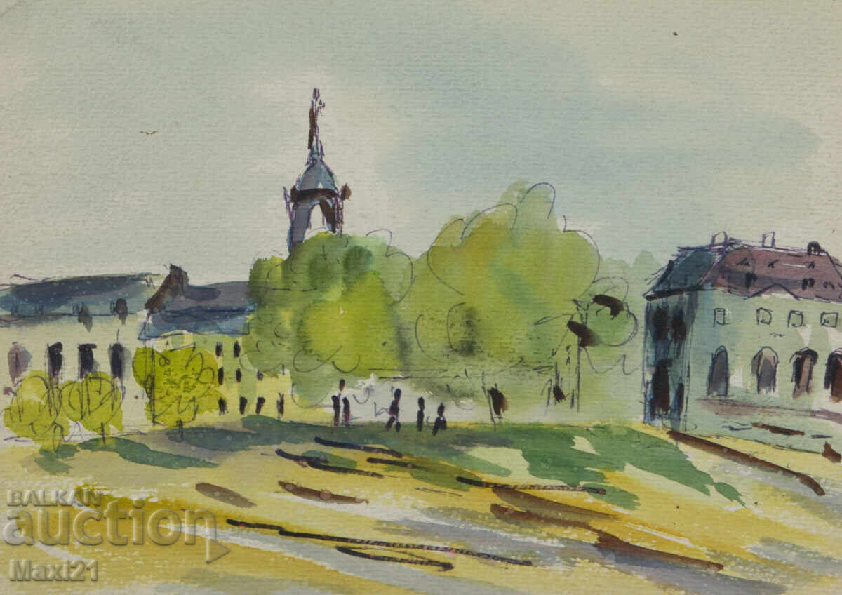 Δημοπρασία Ακουαρέλα τοπίου Δρέσδη 1987