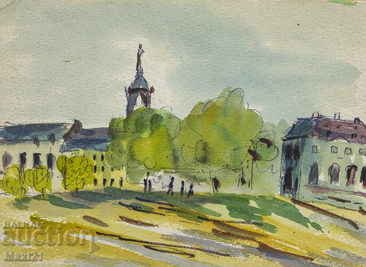 Ακουαρέλα τοπίου Δρέσδη 1987