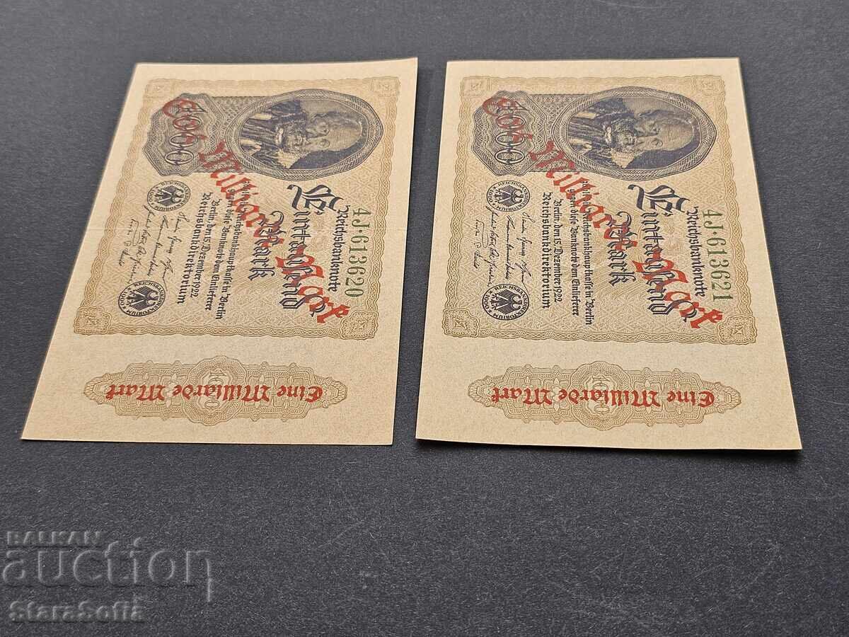 Germany - Weimar Republic 1 Billion Mark 1922 ND 1923 - 5 Germany - Weimar Republic 1 Billion Mark 1922 ND 1923 - 5