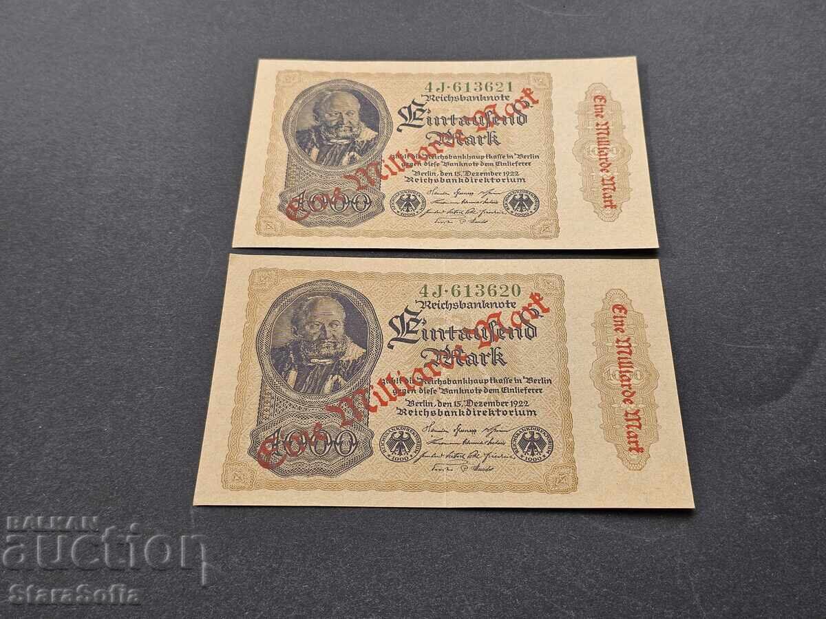 Germany - Weimar Republic 1 Billion Mark 1922 ND 1923 - 6 Germany - Weimar Republic 1 Billion Mark 1922 ND 1923 - 6