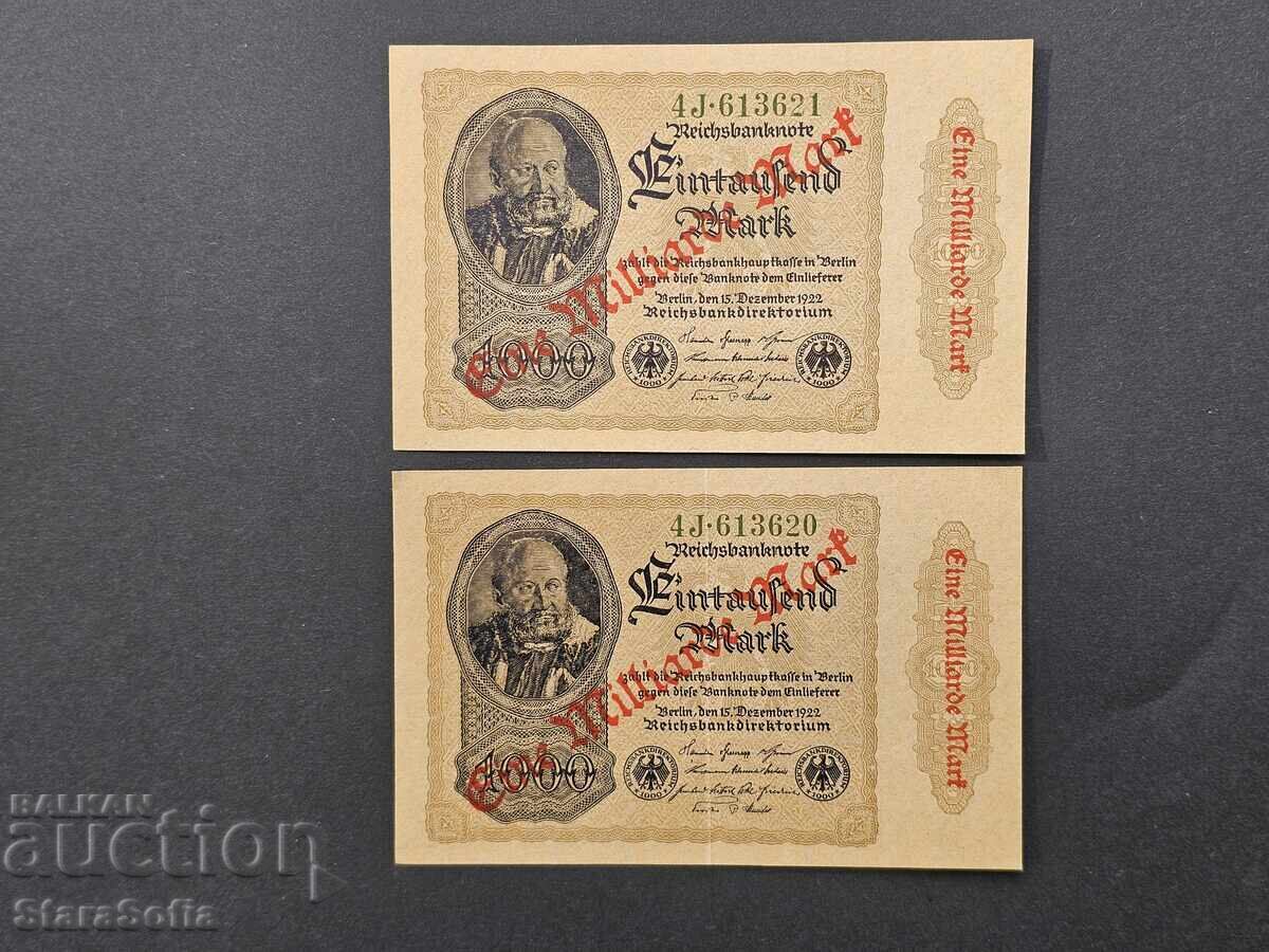 Germany - Weimar Republic 1 Billion Mark 1922 ND 1923 - 7 Germany - Weimar Republic 1 Billion Mark 1922 ND 1923 - 7