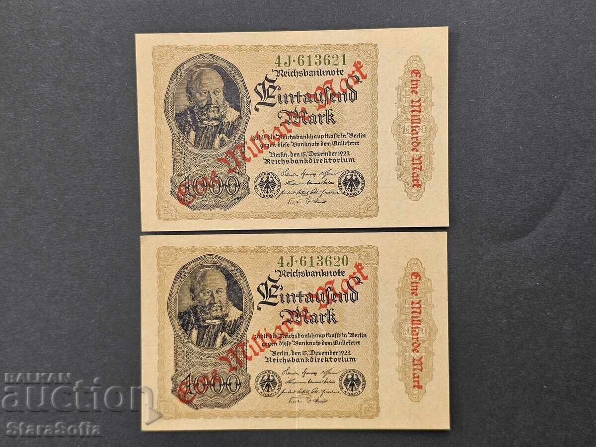 Germany - Weimar Republic 1 Billion Mark 1922 ND 1923 Germany - Weimar Republic 1 Billion Mark 1922 ND 1923