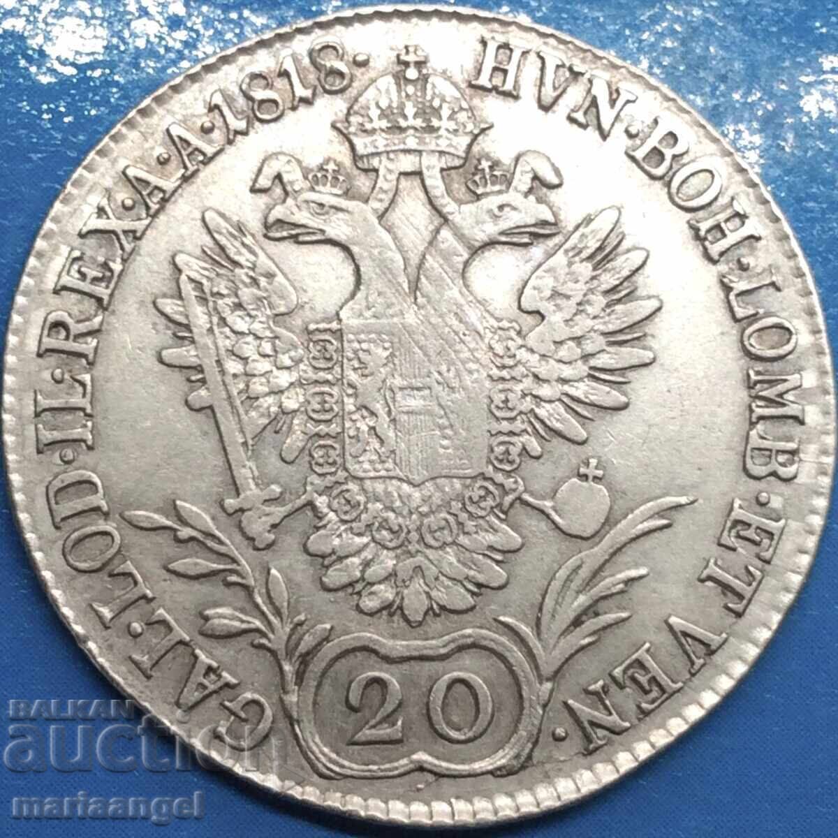 20 Kreuzer 1818 Austria A - Vienna Hungary silver - 6