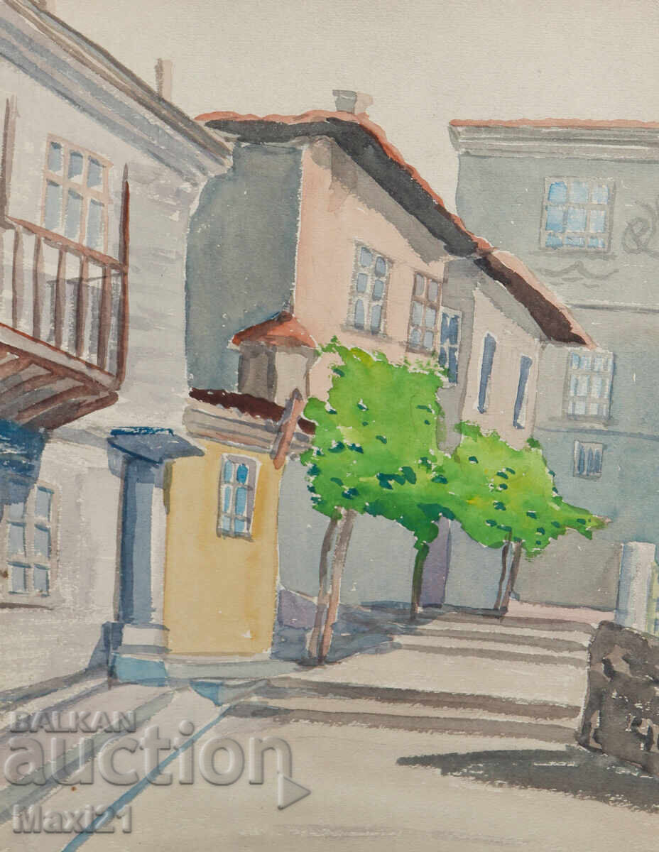 Auction  Painting watercolor cityscape