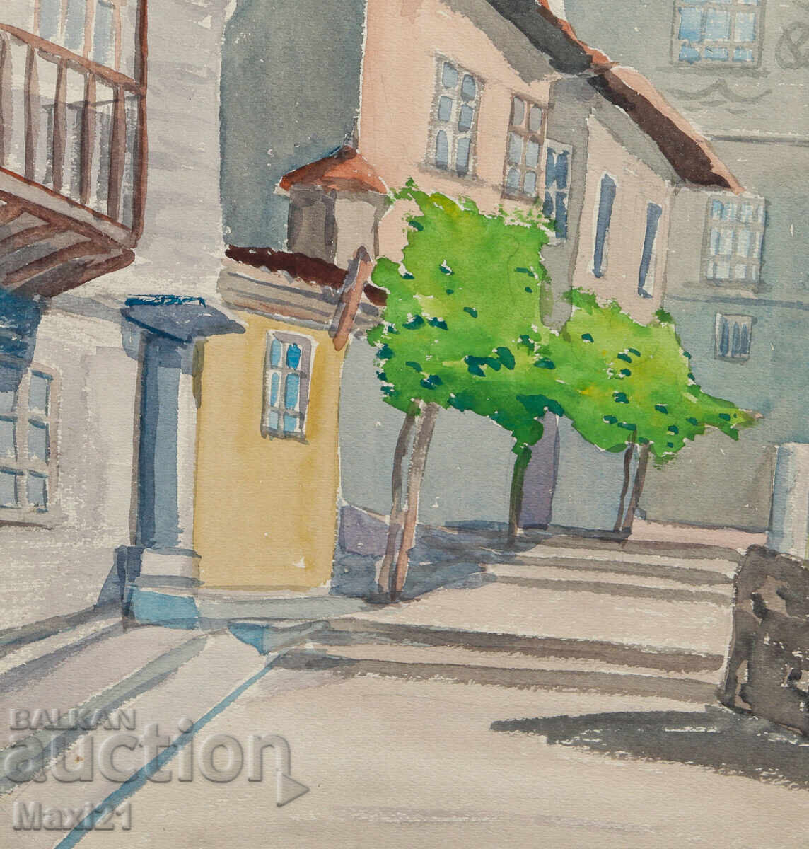 Painting watercolor cityscape - 5