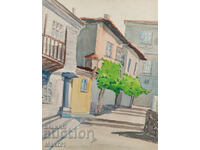 Картина акварел градски пейзаж